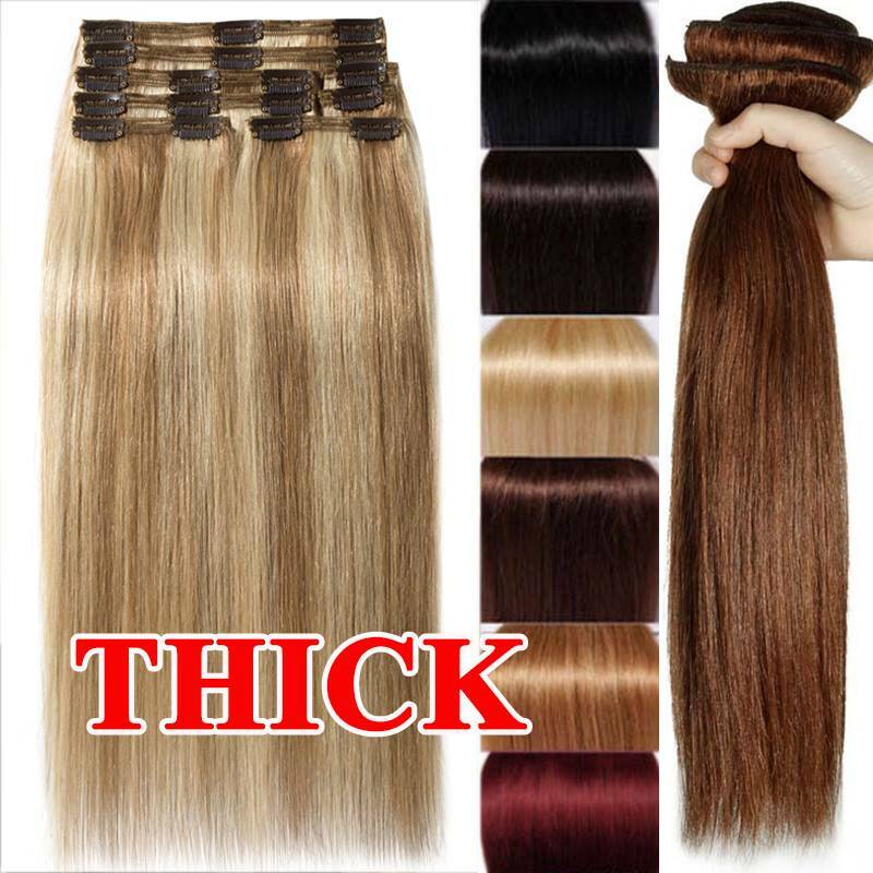 Euronext Clip In Dark Blonde Frost 18 Inch Human Hair Extensions