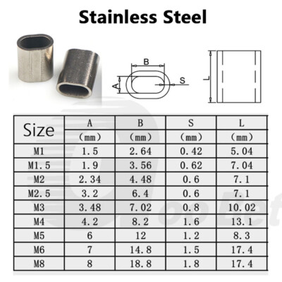 Wire Rope Ferrules Cable Clamp Crimping Sleeve Stainless Steel / Copper 1mm-8mm
