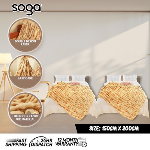 SOGA 2 Pack Camel Brown Rabbit Fur Throw Blanket 150x200cm