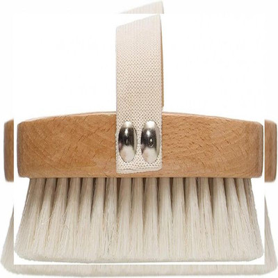 Creative Co-Op Beech Wood Bath Elastic Band & Metal Rivets Brush, Brown 