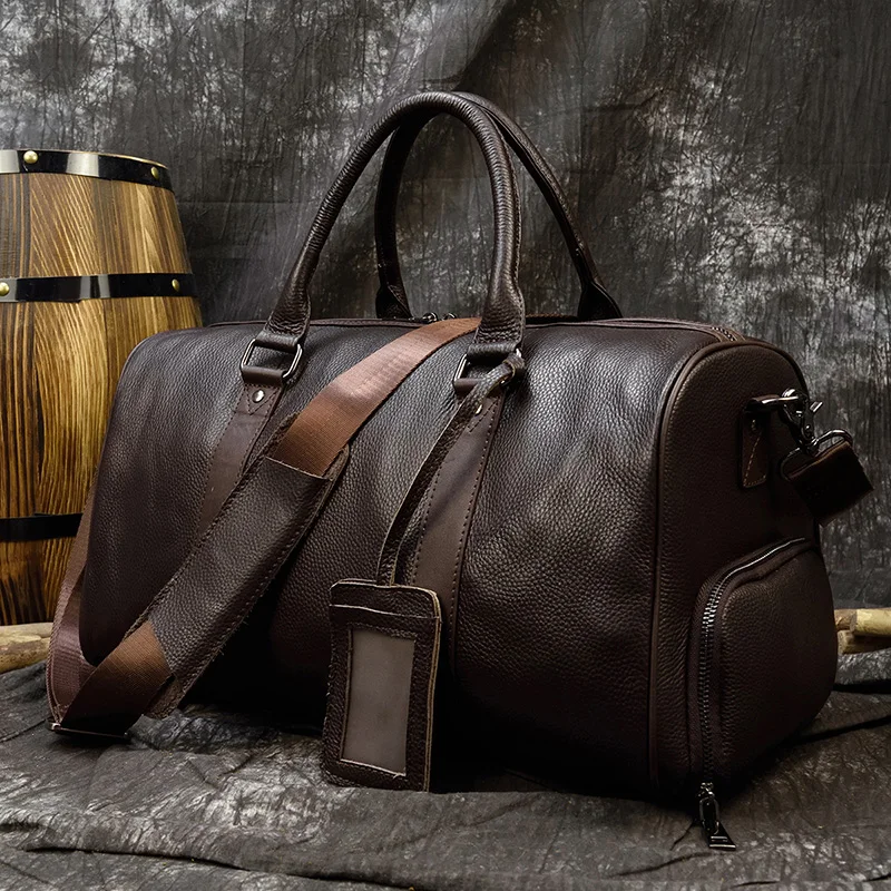 Luxury Genuine Leather Men Women Travel duffel Bag Cow Leather Carry on Luggage