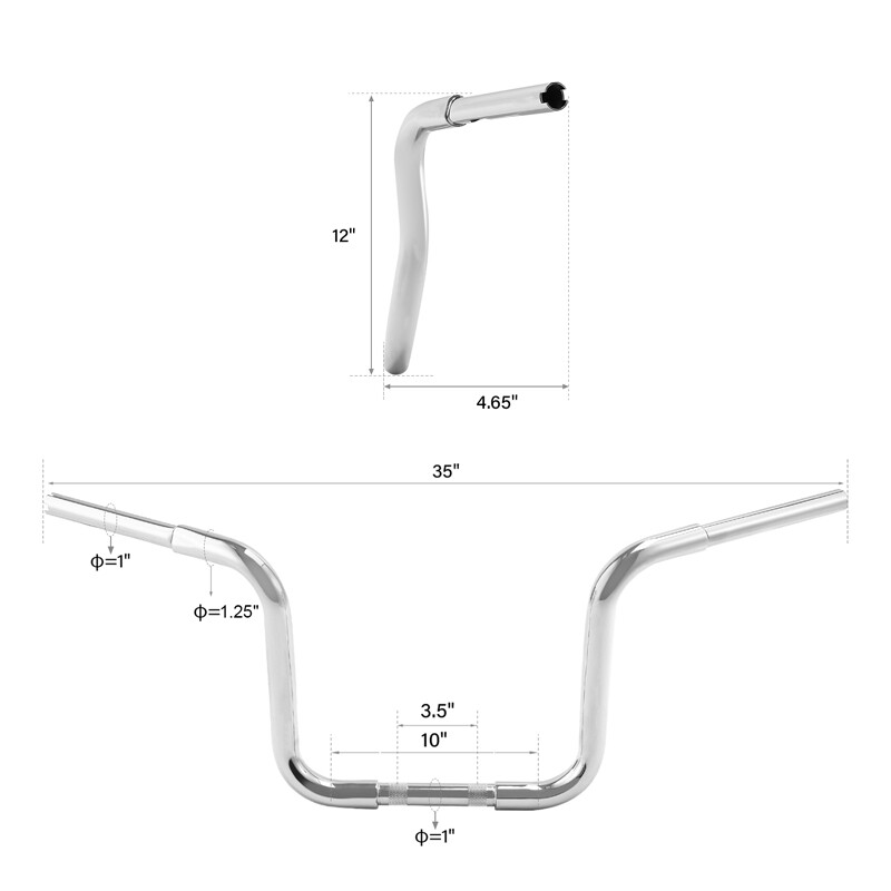12''/14''/16"/18'' Ape Hanger 1 1/4" Handlebar Fit For Harley Heritage Softail