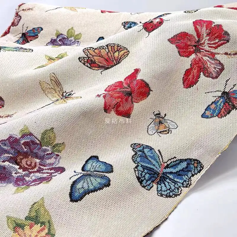 DIY Colorfull Butterfly Jacquard Fabric Skirt Coat Clothes Sewing Craft Material