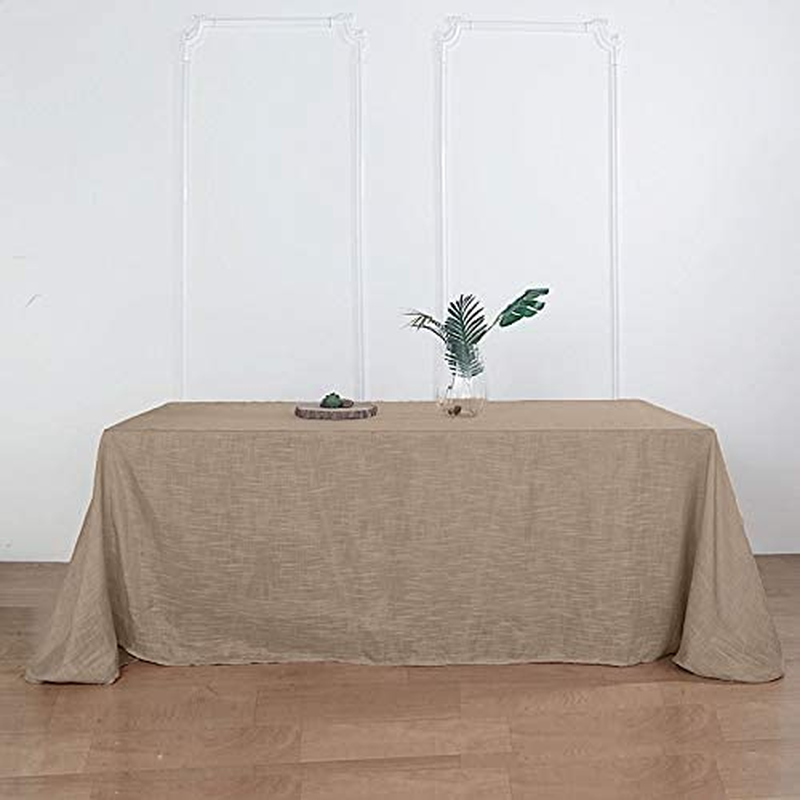Balsacircle 90X156-Inch Taupe Rectangular Premium Polyester Faux Burlap Tableclo