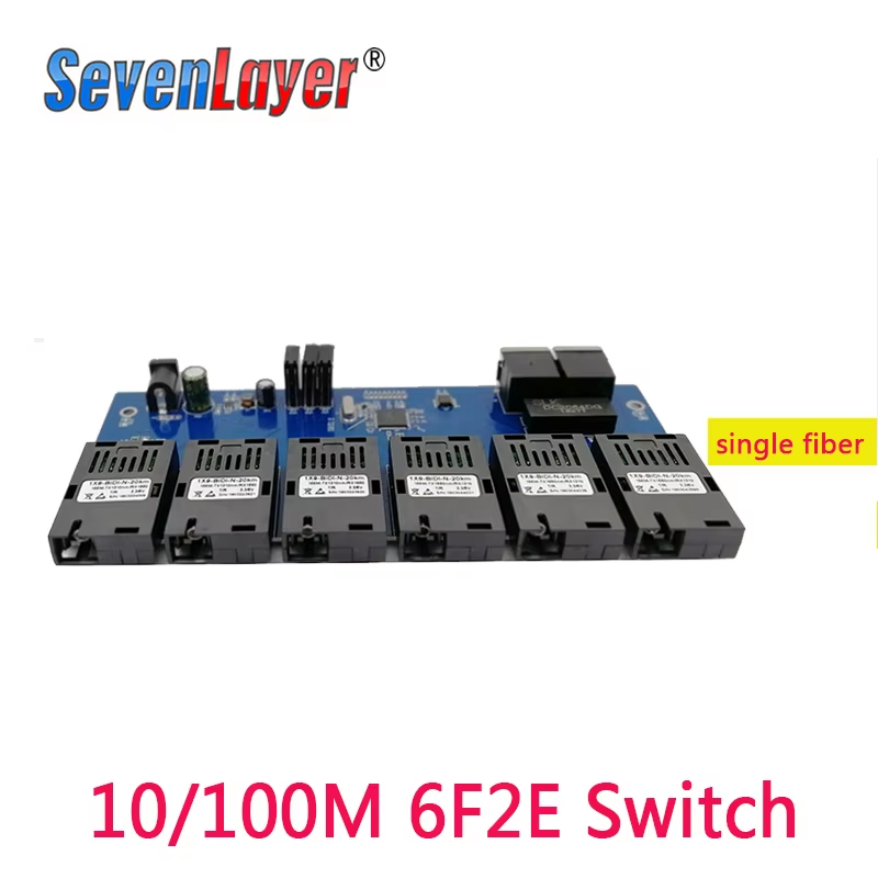 10/100M 2 RJ45 6 155M SC fiber Port Fast Ethernet switch Converter 6 sc 20KM E
