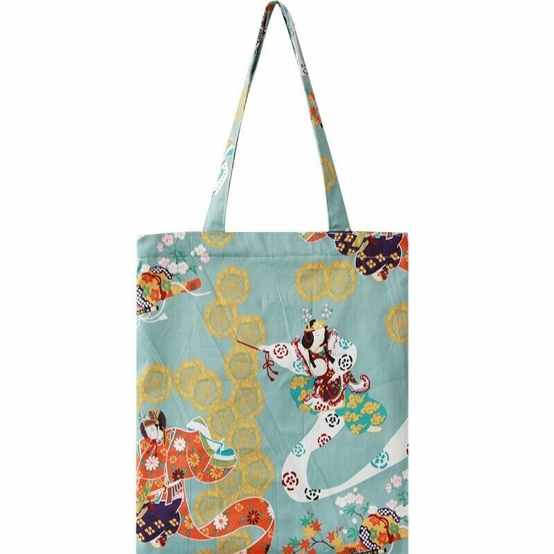 Women Floral Japanese Bag Handbag Eco Cotton Shopper Tote Geisha Ukiyoe Summer