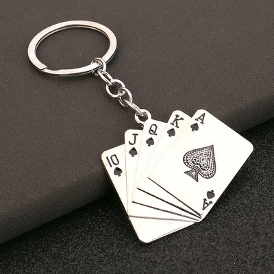 Alloy Tonghua Shun Playing Card Metal Keychain Pendant Car Bag Pendant