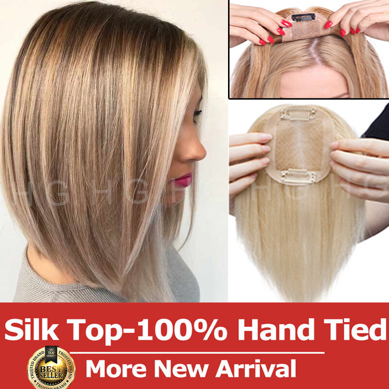 Silk Top 100 Hand Tied Remy Human Hair Topper For Women With