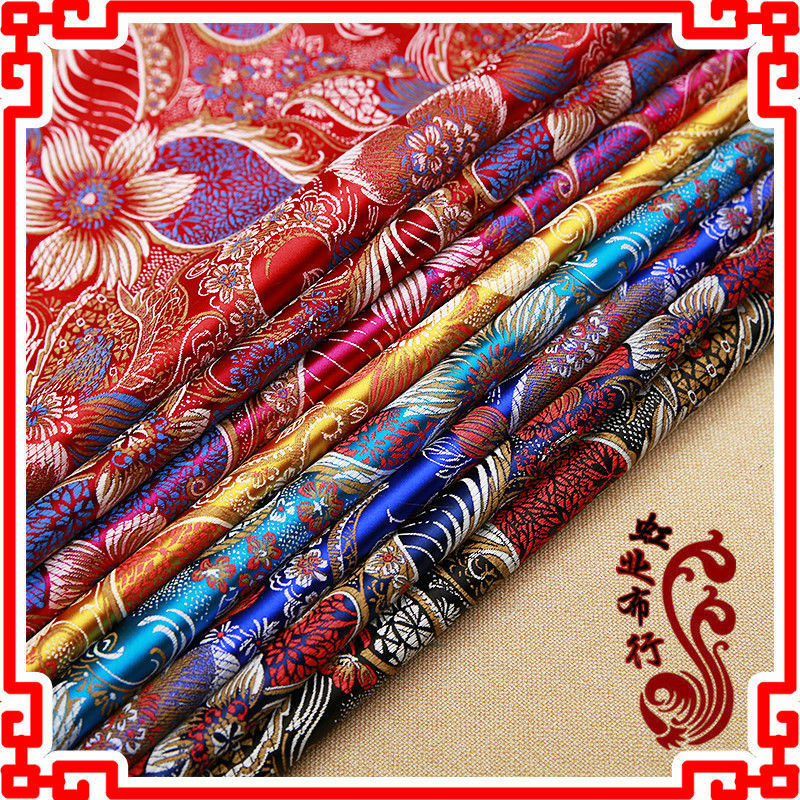 Satin Floral Fabric Retro Chinese Flower Damask Brocade DIY Bag Clothes Craft