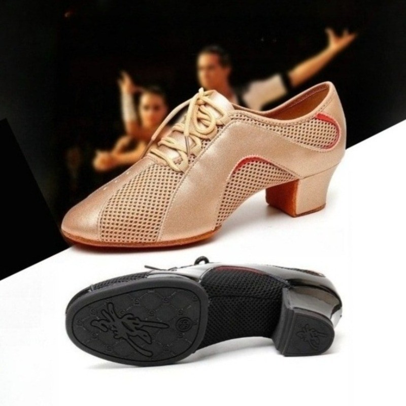 Damen Tango Tanzschuhe Mesh Kunstleder Splice Absatz 3,5 cm/5 cm Sohle