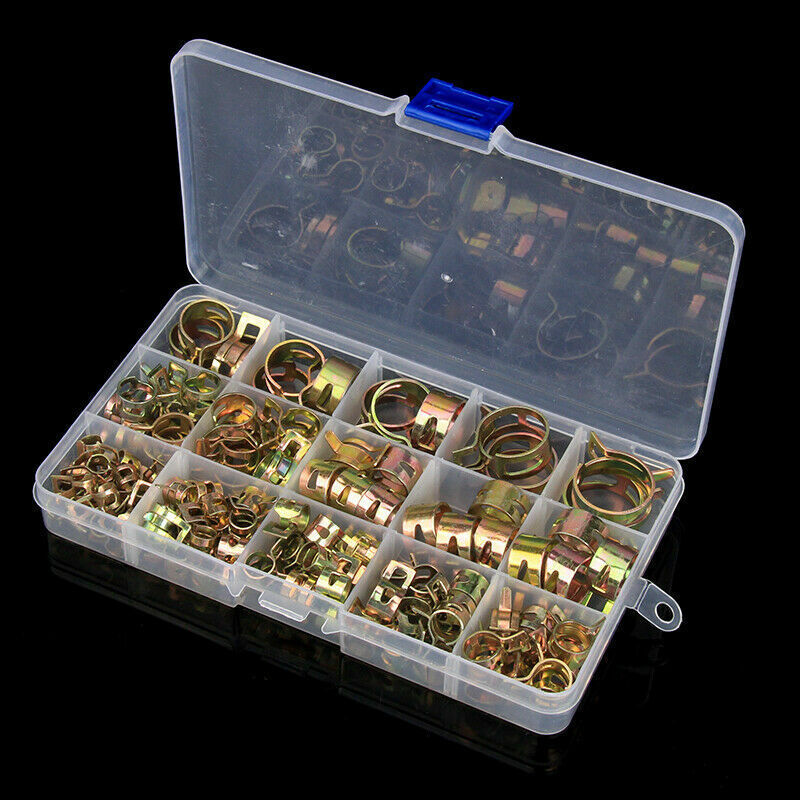 115 Pcs Fuel Line Hose Tubing Spring Clips Clamps Assortment Kit for Motorcycle
