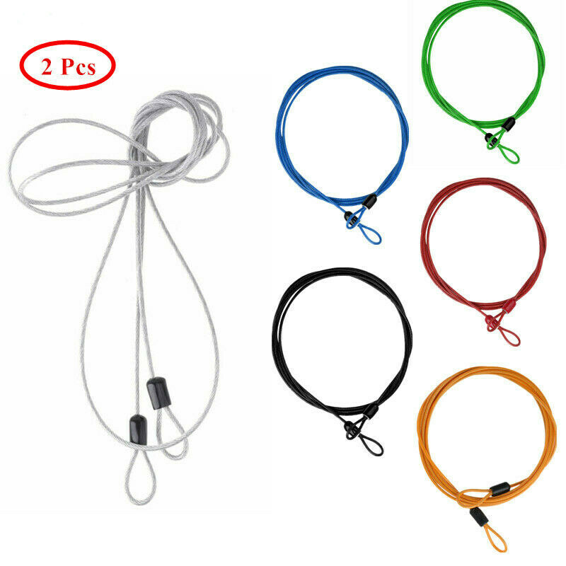 2pc 2m Lock Wire Braided Steel Double Loop Security Anti The