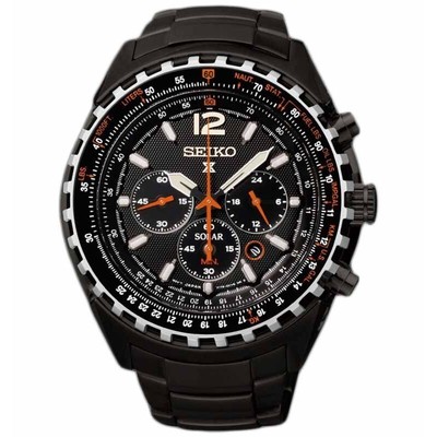 Brand New SSC263P1 Seiko Prospex Aviation Solar Black Orange Wristwatch For Men 