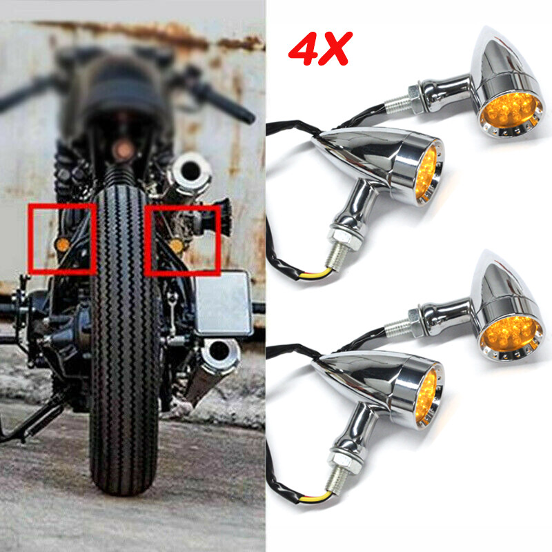 4x Motorcycle LED Turn Signals Light Bullet For Harley Softail Road