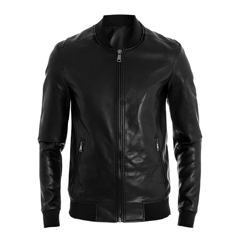 Куртка из искусственной кожи Summer Black Bomber College Eco-Leather