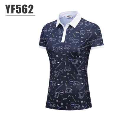 PGM Ladies Printed Slim Golf Polo T-shirts Women Short Sleeve Quick-dry Shirts