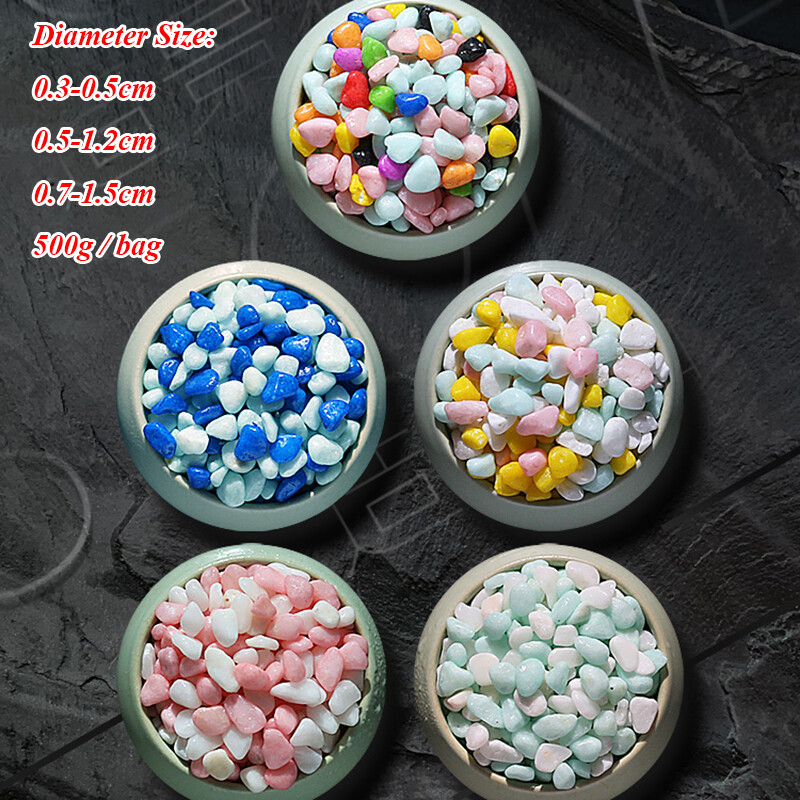 500g Colorful Garden Stone Pebbles Gravel Chippings Rocks Fish Tank Flowerpot