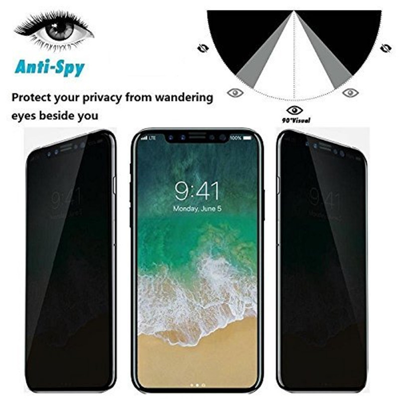 3x 9H AntiSpy Privacy Film Tempered Glass Screen Protector For iPhone