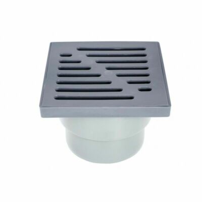 Plastic Grey Floor Drain Trap 150mm x 150mm / 110mm Soil Waste Pipe Connection