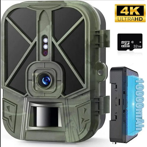 50MP Wildlife Trail Camera 4K Game Hunting Cam Built-in 10000mAH Lithium Battery