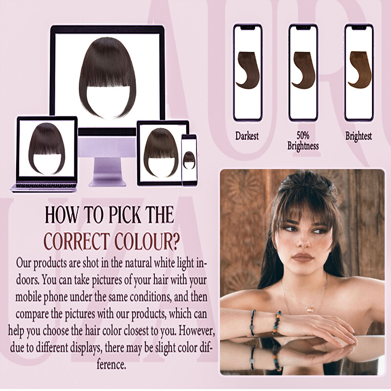 Neat Bangs Clip in on Fringe Hair Extensions Thick Thin As Human Front Hairpiece