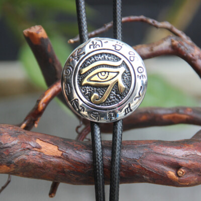 Eye of Horus Mens Groomsmen Bridegroom Bolo Tie Wedding Necklace Western Cowboy