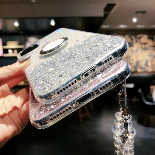 Sparkle Bling Ring holder Stand Clear Phone Case With