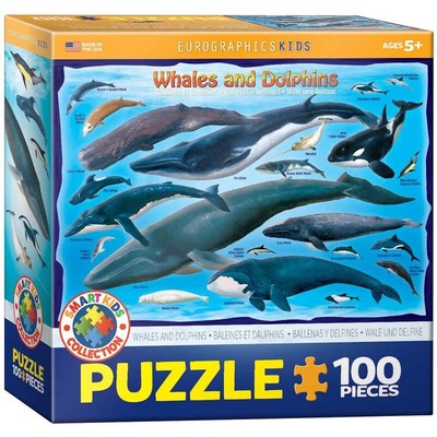 100 Piece Puzzle - Whales Dolphins Multicolor Jigsaw Kids Game Ocean Sealife