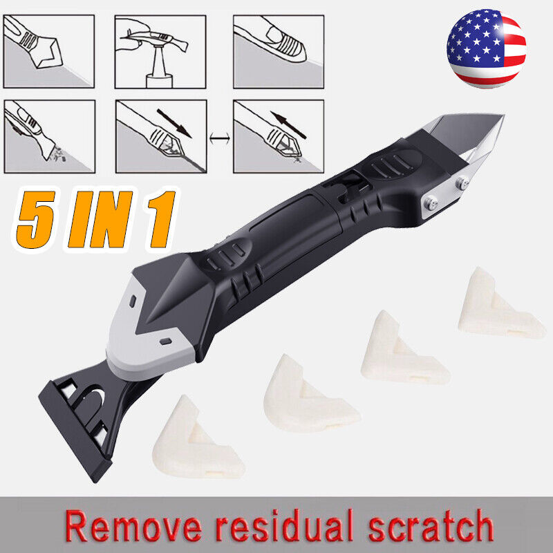 5 in 1 Silicone Sealant Remover Tool Kit Set Scraper Caulking Mould Removal US