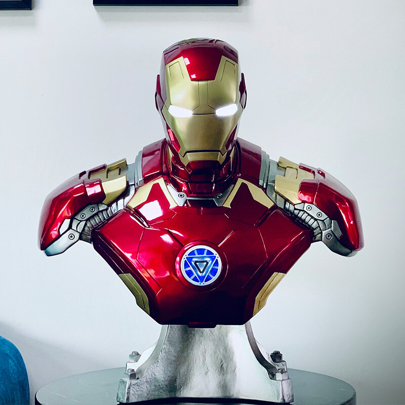 1 1 Iron Man Mk43 Bust Lighting Resin Model Collections Statue Gifts Red Color Ebay