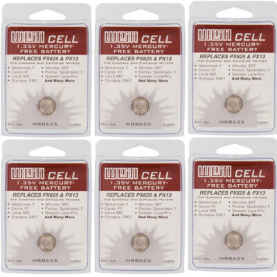 6 Pcs Wein Cell PX625 Mercury Free 1.35V Battery, MRB625 