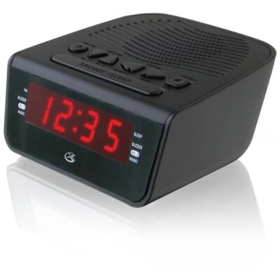 GPX C224B Digital LED Dual Alarm Clock Radio, Black, c224b