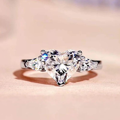 Hochzeitsring Helles Herz Geometrisch Cubic Zirkonia Band Für Frauen