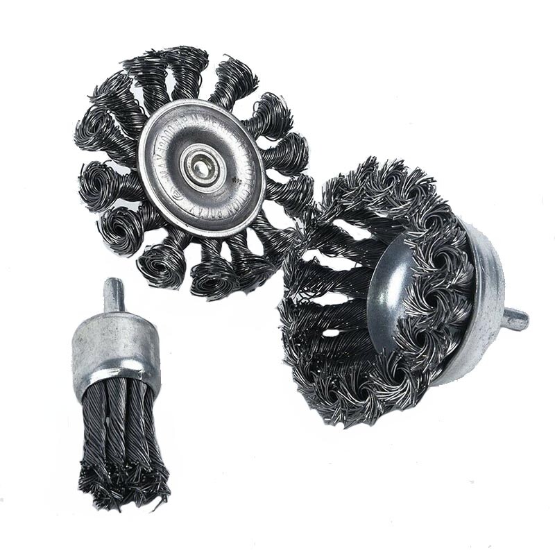 3Pcs Rotary Steel Wire Brush Drill Attachment Cup Wheel Set Tool Rust Removal