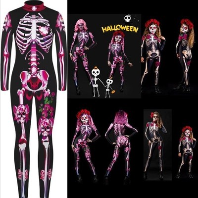 Halloween Funny Rose Skeleton Scary Cosplay Costume For Girl Adult  And Children