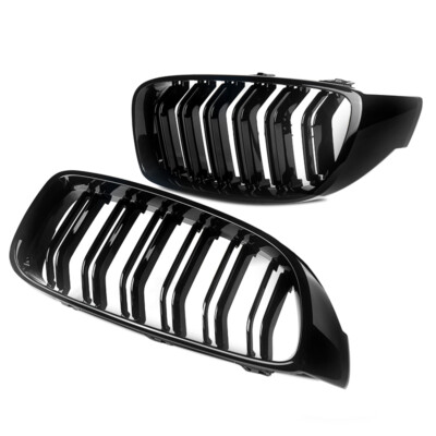 Pair Front Kidney Grille For BMW M4 F32 F33 F36 F82 F83 2014-2020 Glossy Black