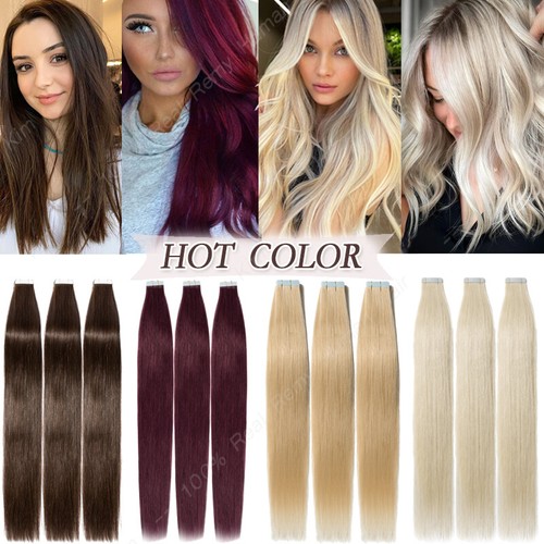 CLEARANCE Tape In Remy Human Hair Extensions Skin Weft Full Head US Stock 80PCS