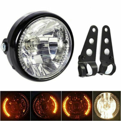 7 inch LED Motorcycle Headlight Round With Mounting Bracket fit Universal Black