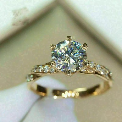 2CT ROUND LAB CREATED DIAMOND WOMEN WEDDING TWISTED RING 14k YELLOW GOLD PLATED