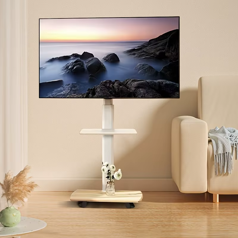 Floor Rolling TV Stand with Wheels, Mobile TV Cart for 26-75 Inch TVs up to 99 l