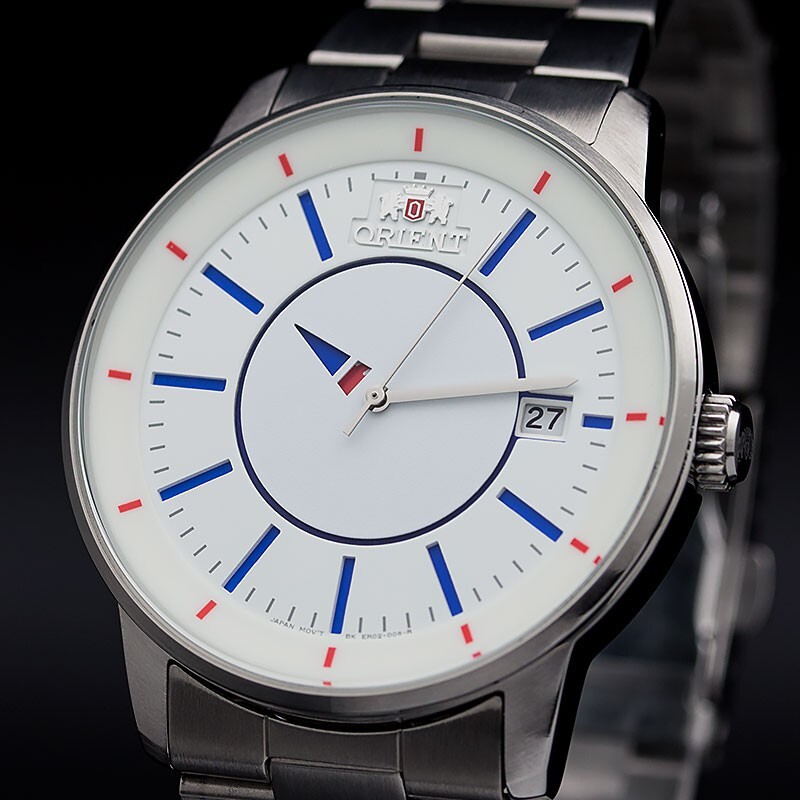 Pre-owned Orient Watch Disk Model Er0200fd Tricolor Automatic White Dial Made In Japan