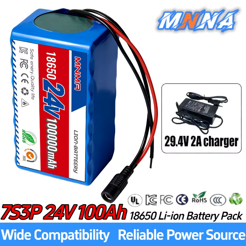 24V 100Ah 7S3P 21700 Li-ion Battery Pack 29.4V 100000mAh B icycle wheelchair Mop