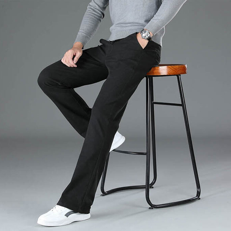 Mens Stretch Denim Pants Bootcut Jeans Trousers Drawstring