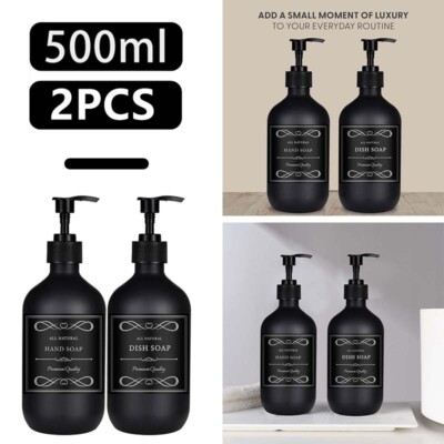 Bathroom Soap Dispensers Bottles Shampoo Liquid Empty Container with 6 Labels