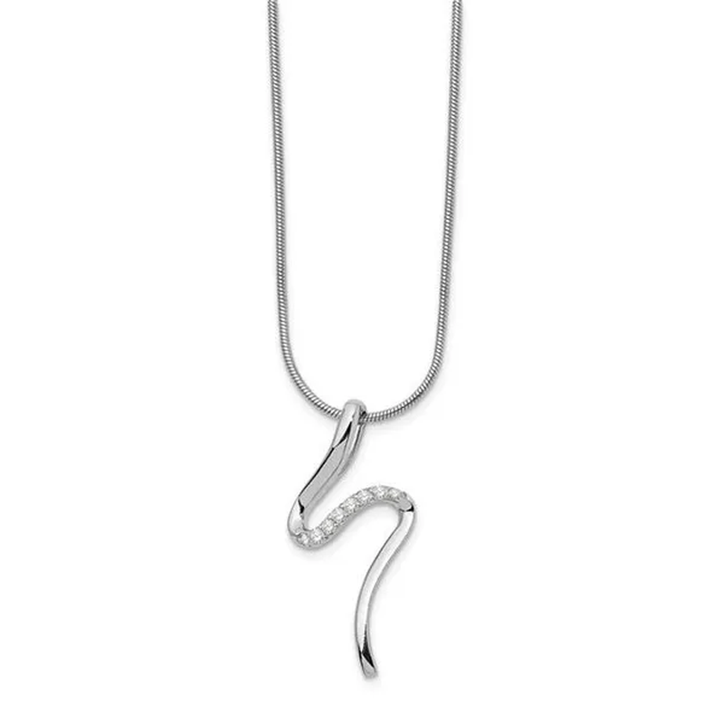 Sterling Silver Diamond Pendant - Size 18