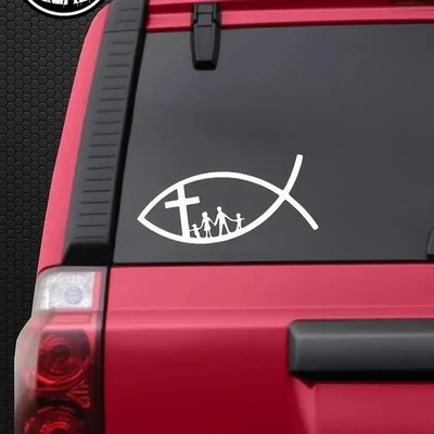 Car Sticker Motorcycle PVC Decals Christian Fish Jesus Family Cross Church