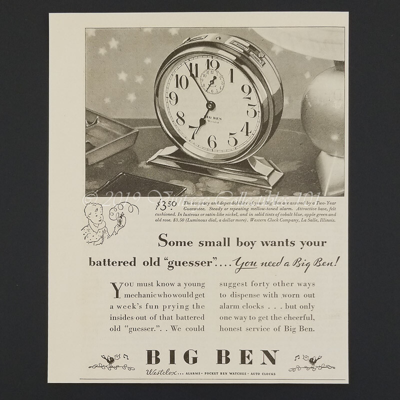 1931 Westclox Big Ben Alarm Clock photo art deco design decor vintage print ad