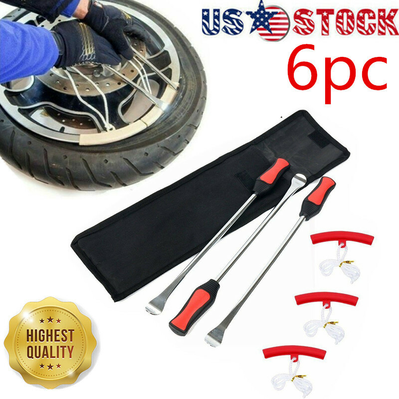 3x Tire Lever Tool Spoon w/3x Rim Protectors Motorcycle Tire Iron