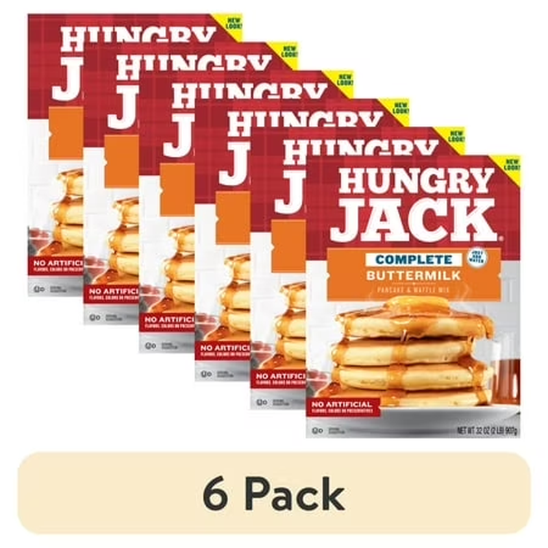 (6 Pack)  Complete Buttermilk Pancake Mix and Waffle Mix, 32 Oz Box.