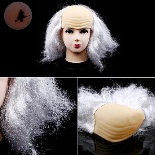 Adult Bald Head Gray Hair Wig Cosplay Creepy Old Man Monk